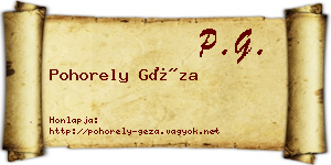 Pohorely Géza névjegykártya